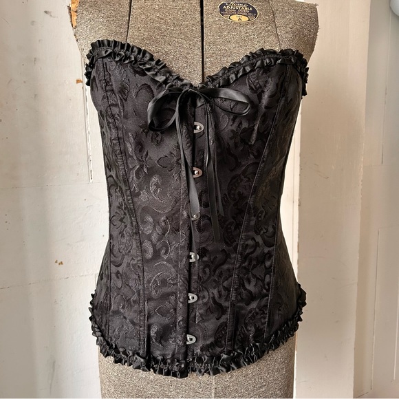 Damask & Satin Ribbon Laced Corset - Picture 2 of 14